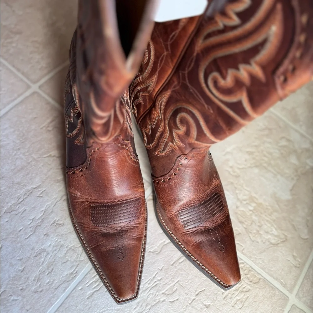 Ariat Women’s Brown Snip Toe Leather Cowboy Western Boots - Picture 3 of 7